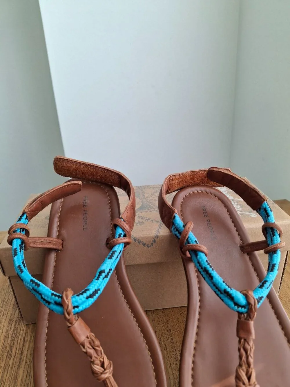 (New) Free People – Island Hopping Wrap Leather Sandals (Luggage) – Women's 7.5